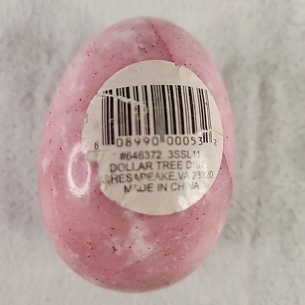 Egg Alabaster Marble Stone Decoration Pink Paperweight #646372 VTG Dollar Tree